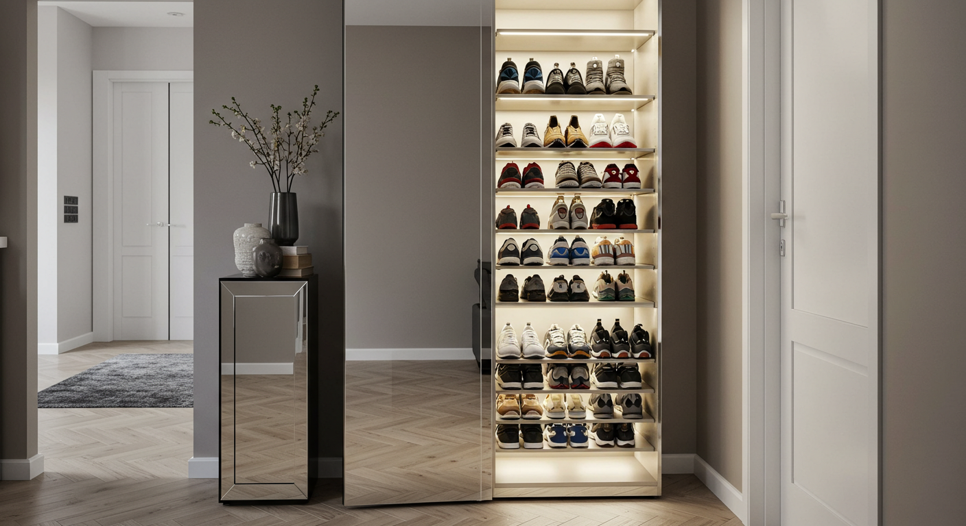 Mirrored Shoe Cabinet