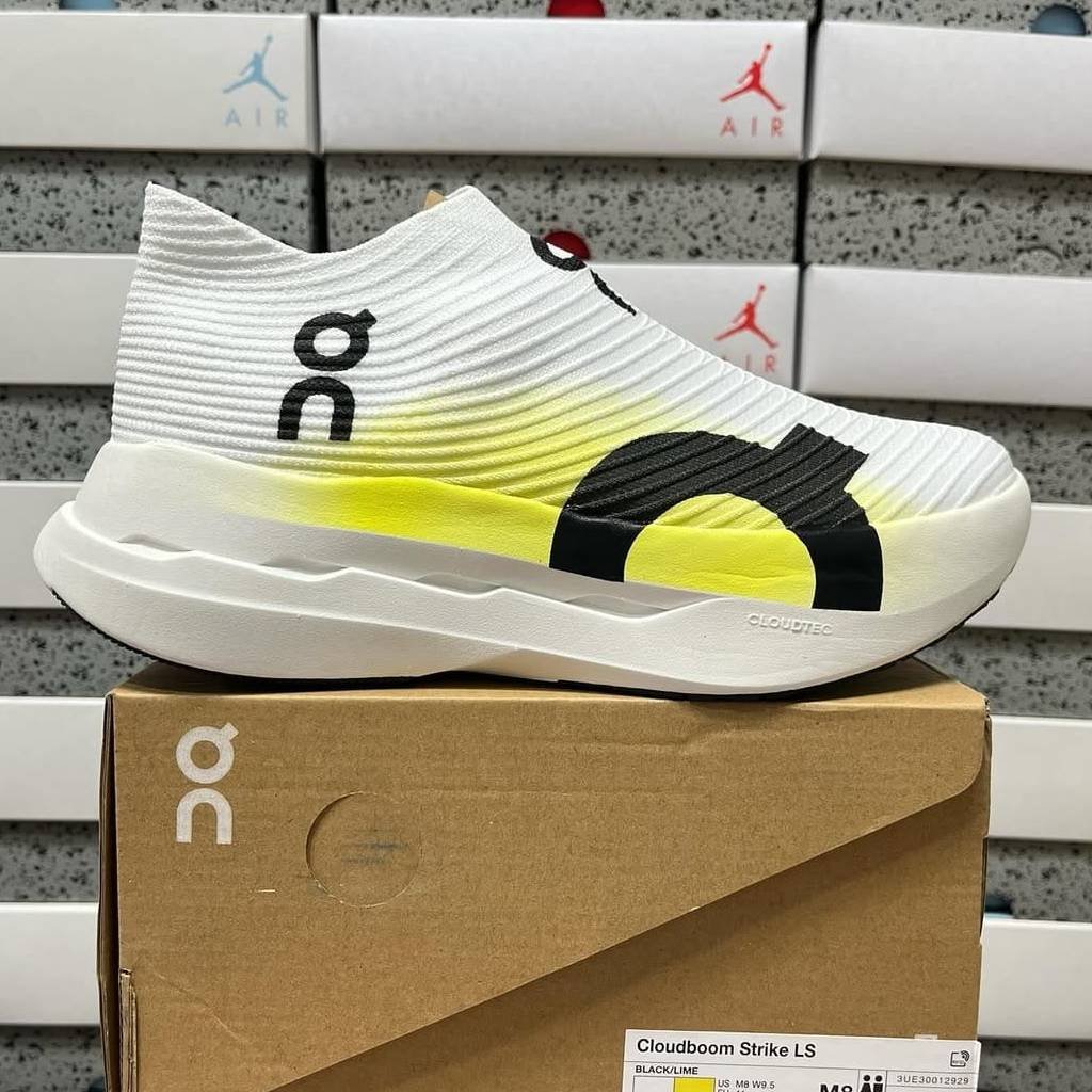 First-Copy-Shoes-On-Cloudboom-Strike-LS-White-Yellow