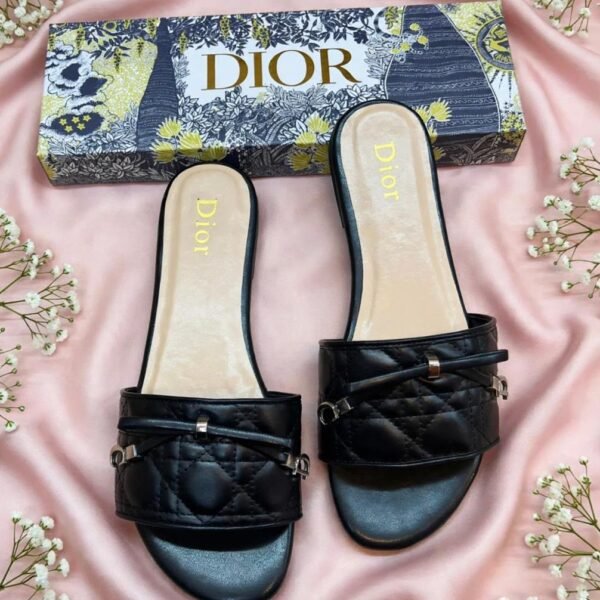 Quilted Buckle Slide Mule