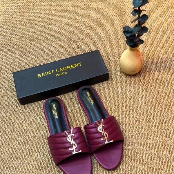 Saint Laurent Tribute Flat Slides - Purple