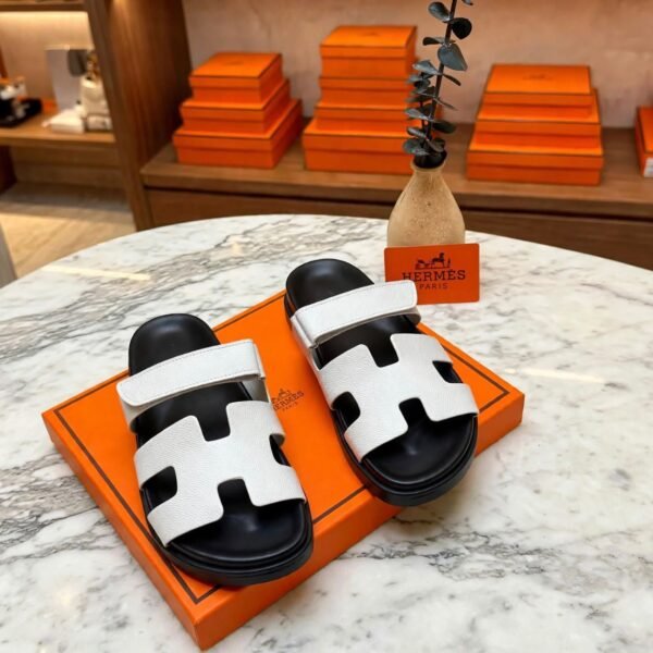Hermès Chypre Sandals - White Black